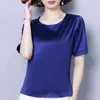 여름 패션 T- 셔츠 짧은 소매 O 넥 루스 대형 크기 솔리드 여성 의류 여성 탑 및 블라우스 5658 50 210415