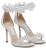 Berömda Maisel Sandaler Skor Sexiga Pärlor Utsmyckade Kvinnor High Heels Ankel Strappy Gladiator Sandalias Exquisite Stiletto-Heel Lady Wedding, Party, Dress, Kväll