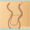 Halsband hängar juvelryhuatang minimalistiska ihåliga hjärtkloker halsband för kvinnor punk sier färg dubbel lager kedjor mode smycken pa
