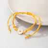 Mode daisy blommor justerbara ankletter för kvinnor gult färg handarbete rep enkel lager fotkedjor smycken
