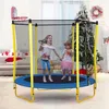 5.5ft trampolines voor kinderen 65 inch buiten indoor mini peuter trampoline met behuizing, basketbalhoepel en bal inclusief A54 A59
