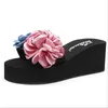 Summer Flower EVA Wedge Slipper Beach Chaussures Femme Tongs Dames Plate-forme Plate-forme Sandales Rayées Femmes S141 210625