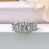 Choucong Brand Wedding Rings Simple Fashion Jewelry Top Sell 925 Silver Radiant Cut White Topaz CZ Diamond Eternity Women Engagement Band Ring For Lover Gift