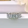 Choucong Brand Wedding Rings Simple Fashion Jewelry Top verkopen 925 Silver Radiant Cut White Topaz CZ Diamond Eternity Women Engageme9896191