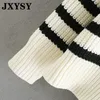 Damestruien Jxysy Winter Winter Women Engeland Vintage Stripe Weave O-Neck breien Jumper Pull Femme pullovers tops