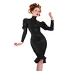 Robes décontractées Femmes Brillant PVC Fetish Fashion Party Robe Sexy Longue Manches Bouffantes Latex Cuir Midi Plus Taille Pole Dancing Club Costume