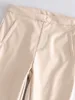 Pantaloni da donna in pelle PU beige ZA Pantaloni elastici in vita Pantaloni sportivi slim skinny casual da ufficio da donna 210915