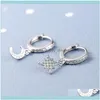 Stud Jewelrystud 925 Sterling Sier Zircon Star Moon Charm Earrings for Women Girls Wedding Party Korean Fashion Jewelry Pendientes EH687 DRO