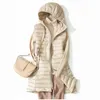 Kadın Ördek Aşağı Yelek Ceket Sonbahar Kış Ultra Hafif Artı Boyutu Aşağı Puffer Ceket Featle Kapşonlu Rahat Kolsuz Yelek 211130
