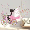 Muursticker Muurschildering Home Decor Romantische Butterfly Bloem Fiets Lint Meisje Muren Decal Slaapkamer Slaapzaal Huis RRD12067