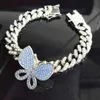 Hip Hop Bling Iced Out 1 Row Cz Miain Bracelet Boy Girls Geometric AAA Cubic Zirconia Stone Butterfly Chain Bracelets 12mm