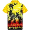 メンズレッドハワイアンシャツファッションパームツリープリントビーチシャツメンズカジュアルボタンダウントロピカルアロハシャツCamisa Hawaiana 210522