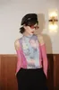 Designer Mesh Top Lange Mouw T-shirt Turtleneck T-shirt Dames Zien door Tee Femme Summer Fashion 210427