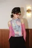 Designer Mesh Top Long Sleeve Tshirt Turtleneck T Shirt Women See Through Tee Femme Summer Fashion 210427