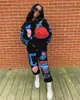 Mulheres queda de inverno vestuário tracksuits jasgador terno moletom com capuz + calça dois pedaços conjunto de roupas casuais manga longa Imprimir sweatsuits