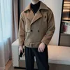 winter 2021 korean version of woolen windbreaker jacket short ins net red mens casual fashion trend tooling jacket