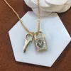 Kobiety Mężczyźni Klasyczny List Wisiorek NeckKlace Z Box Lock Klucz Trendy Łańcuch Unisex Festiwal Prezent Necklaces Diamond Bling Jewelry