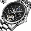 LIGE Watches Mens Luxury Brand Automatic Mechanical Watch Male Business Waterproof Full Steel Men Watch Relogio Masculino+Box 210527