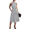 Dames polka dot print vrouwen zomerjurk mouwloze casual feestje losse jurk a-lijn sundress vrouwen midi jurk vrouwelijke vestidos 210416