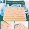 Tampon en silicone pour la pratique de la suture de la peau avec kit de formation simulé de plaie Matériel pédagogique Aiguille Ciseaux Kits d'outils Notions de couture Outils