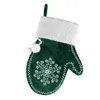 Christmas Stocking Decoration Red Velvet Glove Snowflake Candy Gift Wrap Bag Christmas Tree Hanging Ornament FHH21-686