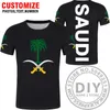 Saudiarabien T Shirt DIY Gratis Anpassad Namn Nummer Sau T-Shirt Nation Flagga SA Arabisk Arabisk Islam Arabisk Land Skriv ut Text Kläder X0602