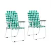 Trädgårdssatser 2st stålrör PP Webbingslager 120kg Folding Beach Chair Light Green Strip