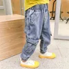 2-7t criança criança bebê roupas roupas moda solta calça jeans para meninos primavera jeans calça streetwear Calças infantil roupas infantis g1220
