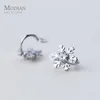 Minimalism Clear CZ Snowflake Fashion Clip Earrings For Women 925 Sterling Silver Prevent Allergy Korean Charm Jewelry 210707