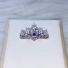Pierścionki dla kobiet luksusowe drążą korona księżniczki niebieski fioletowy czerwony cyrkon różowe złoto kolor srebrny biżuteria KBR212