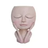 Girls Face Head Flower Planter Succulent Plant Flower Container Pot Flowerpot Figure Garden Decor Nordic Tabletop Ornament H5 210615