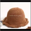 Cappelli a tesa avari Berretti Cappelli, sciarpe Guanti Moda Aessories Versione coreana Fatto a mano Orlo ondulato Lana Autunno / Inverno Bacino più caldo Sorella morbida