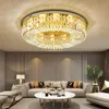 مصابيح السقف جولة K9 Crystal Light Luxury Room Room Highl Ending Hall Bedroom Golden Lamp