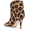 2021 Real Leather Med Stiletto High Heels Chaussures Botte de la cheville Half Bootes Leopard Print Horse HypoTenuse Pildage Point Toes C1011004