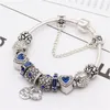 925 STERLING Silver Blue Charm Bead Fit Bracelets de pandora européens pour femmes coeur Crystal's Eye Stone Balloon Crystal Charm Perles