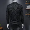 Giacche da uomo Crown Vintage Jacket Men 2021 Spring Mens Coreano Slim Club Outfit Bomber Stampa nera Jaqueta Masculina