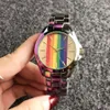 Brand Relógios Mulheres Menina Colorido Arco-íris Estilo Matel Steel Banda de Quartzo relógio de relógio de pulso M99