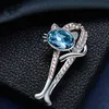 COCOM-broche de lujo con diamantes de imitación para mujer, broches de cristal austriaco azul para Collar, accesorios de animales de alta calidad