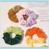 Pony Tails Holder Jewelry Fashion Double Color Women Scrunchies Ties Rope Soft Veet Elastic Hair Bands Aessories Ponytail Ornament Headwear