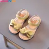 Casual Butterfly-Knot Non-Slip Soft Kid Toddler Baby Skor Sommar Koreanska Little Childres Girls Princess Open Toe Beach Sandals 210713