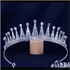 Klipp Barrettes Drop Leverans 2021 Gorgeous Sparkling Big Zircons Bride Hair Jewelry Accessories Crown Fashion Women Pageant Tiara Crowns G