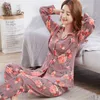 Piżama Kobiety Ubrania Lato Kobiet Piżamy Zestawy Długi Sleeved Sleepwear Girl Fashion Casual Odzież Nocny garnitur 210830