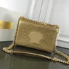 Designer Luxury Palazzo Collection calf strass crystal spike stud Chain shoulder Gold Tone Clutch Crossbody Messenger bags Size 2288f
