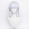 Genshin Impact Ayaka Cosplay peluca pelo plata longitud media resistente al calor preestilado anime accesorios de disfraces de Halloween Y0903