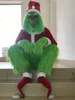 US Stock Grinch Costume For Men 7sts Christmas Deluxe Furry Adult Santa Suit Green Outfit Dult Green Christmas Monster Deluxe Cost285Q