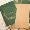 Greeting Cards 4pcs/lot Gold Printed Green And White With Envelop European Style Flower Thank You Business Invitations