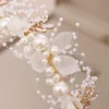 Orecchini Collana Super Fairy Bride Bracciale Set di accessori per capelli Fiore di perle bianche intrecciate a mano Serie Sen Damigella d'onore Sorella Matrimonio di gruppo