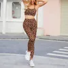 Kvinnor Designers kläder 2021 Kvinnor Tracksus Yoga Set Workout Sports Fiess Leopard Print Sus Shirts Crop Top Leggings Outdoor Outfs Pant Fashion Sport