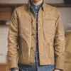 Madden retro caqui jaqueta masculino tamanho m para xxl encerado lona de algodão jaqueta uniforme militar luz casual casaco de trabalho 201114