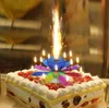 500 pcs festa decoração de aniversário musical vela mágica velas flor velas flor girar giro 14 pequeno castiçal 2layers bolo topper sn5450